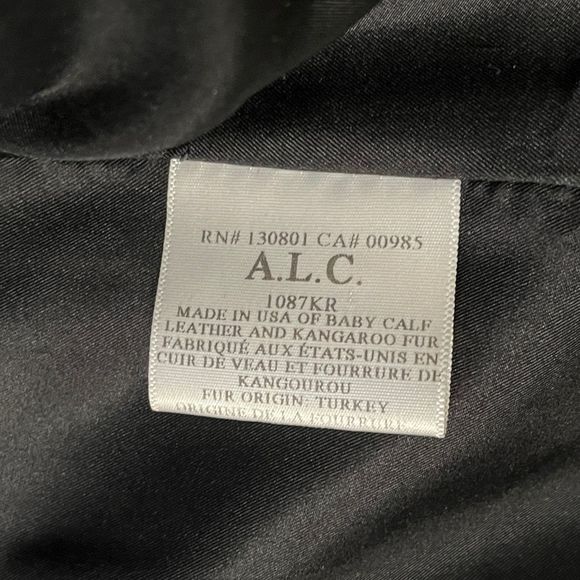 ALC Sadie Leather & Fur Jacket 0 Black Womens Moto Motorcycle Biker A.L.C. - Picture 4 of 9